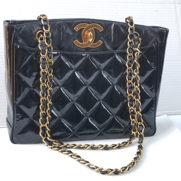 CHANEL Timeless Huge CC 24K Gold Plated Quilted leather chain strap Tote handbag - Picture 7 of 16